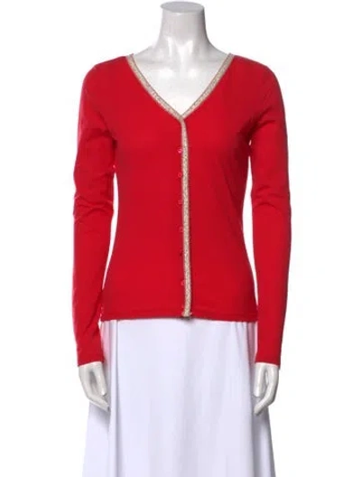 Pre-owned Blugirl V-neck Long Sleeve Sweatshirt In Pink