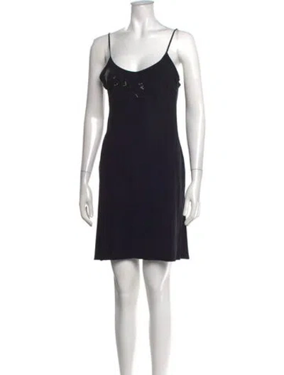 Pre-owned Blugirl V-neck Mini Dress In Black