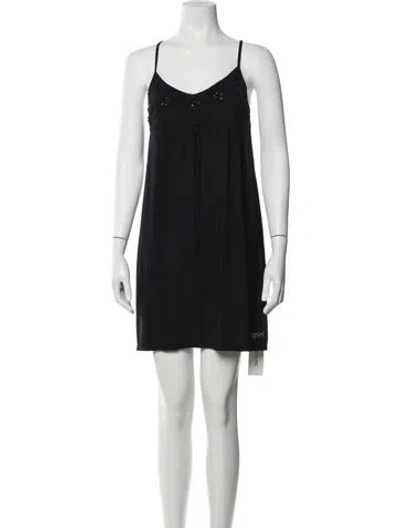 Pre-owned Blugirl V-neck Mini Dress In Black