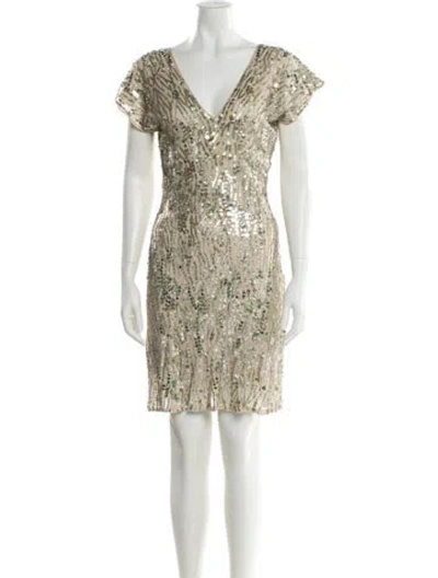 Pre-owned Blugirl V-neck Mini Dress In Neutral