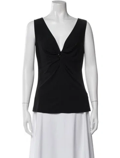 Pre-owned Blugirl V-neck Sleeveless Blouse In Black
