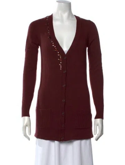 Pre-owned Blugirl V-neck Sweater In Burgundy