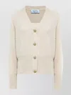 Blugirl V-neck Sweater With Button Embellishments And Long Sleeves In White