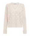 Blugirl Water-diamond-patterned V-neck Sweater In Neutral