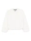 Blugirl Cropped Plush Coat With Round Neckline In White