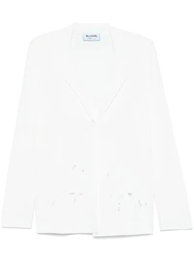Blugirl Kids' White Jacket With Floral Embroidery