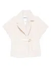 Blugirl Plush Textured Belted Jacket With Wide Collar In White
