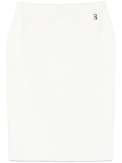 Blugirl Kids' White Midi Skirt With Logo