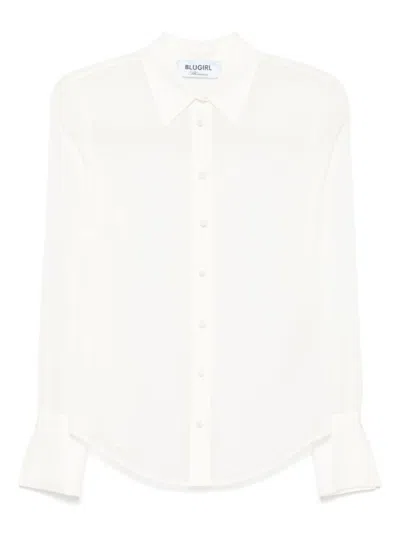 Blugirl White Silk Shirt With Classic Collar