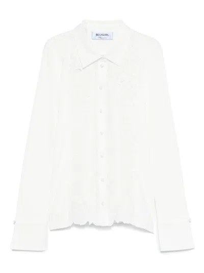 Blugirl White Sweater With Classic Collar