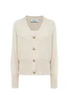 Blugirl V-neck Sweater With Button Embellishments And Long Sleeves In White