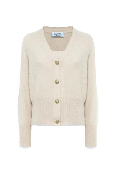BLUGIRL WHITE WOOL-BLEND SWEATER