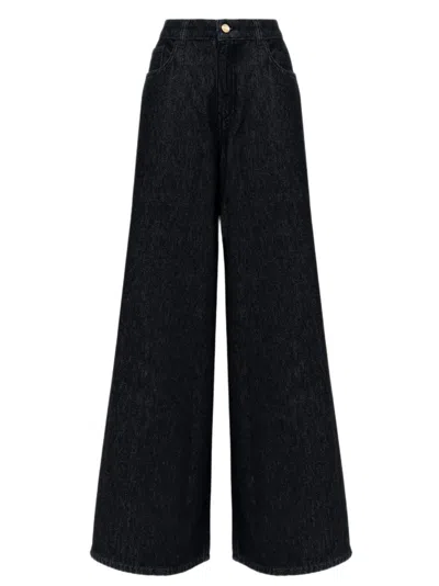 Blugirl Wide-leg Denim Jeans With High Waist And Dramatic Flare In Black