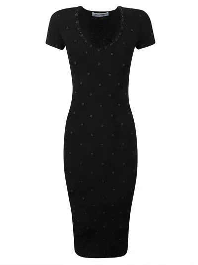 Blugirl Wide Neck Embellished Slim Dress In Black