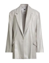 Blugirl Woman Blazer Light Grey Size 6 Recycled Wool, Polyamide, Viscose, Polyester In White