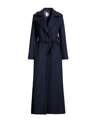 Blugirl Woman Coat Midnight Blue Size 4 Virgin Wool, Polyamide, Cashmere