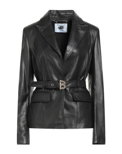 Blugirl Woman Jacket Black Size 12 Lambskin