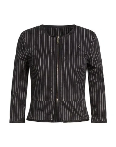 Blugirl Woman Jacket Midnight Blue Size 4 Cotton, Elastane In Black