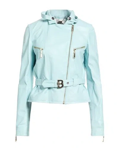 Blugirl Woman Jacket Sky Blue Size 4 Lambskin
