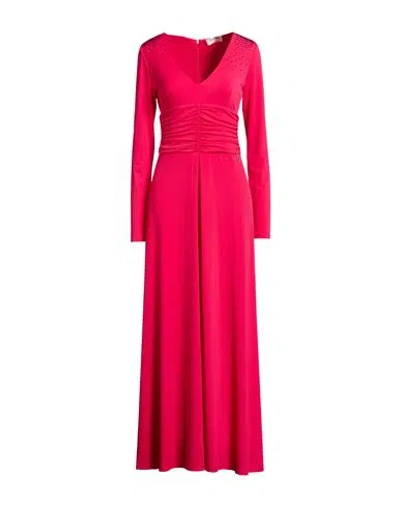Blugirl Woman Maxi Dress Fuchsia Size M Polyester, Elastane In Pink