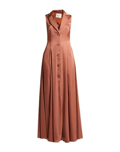 Blugirl Woman Maxi Dress Tan Size 8 Polyester, Elastane In Brown