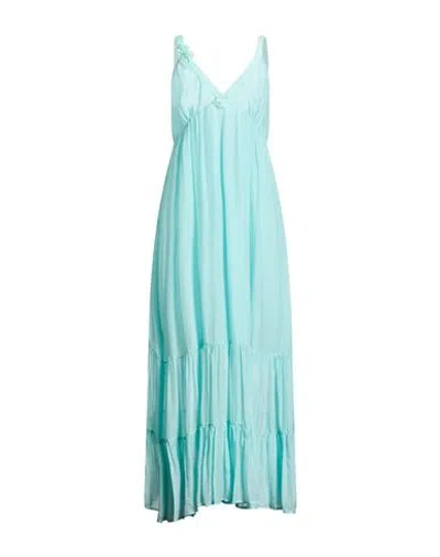 Blugirl Woman Maxi Dress Turquoise Size S Cotton, Silk In Blue