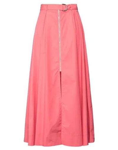 Blugirl Blumarine Woman Long Skirt Coral Size 8 Cotton In Red