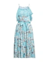 Blugirl Blumarine Woman Midi Dress Sky Blue Size 10 Polyester In Blue