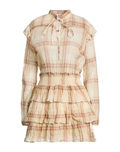 Blugirl Woman Mini Dress Beige Size 2 Cotton, Elastane, Polyamide, Metallic Polyester In Nude