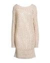 Blugirl Woman Mini Dress Beige Size S Polyamide, Acrylic, Mohair Wool, Polyester In Neutral