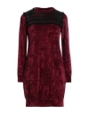 Blugirl Woman Mini Dress Burgundy Size 6 Viscose, Polyester In Red