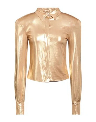 Blugirl Woman Shirt Gold Size 4 Polyester, Elastane