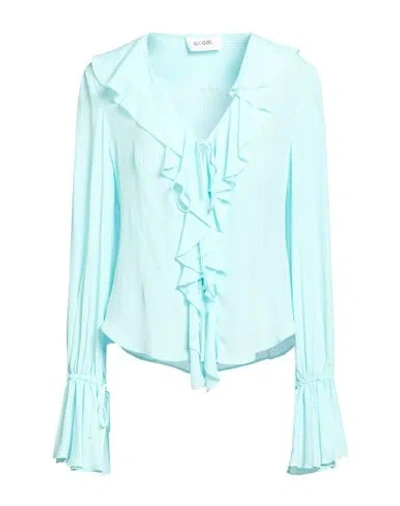 Blugirl Woman Shirt Turquoise Size 10 Acetate, Silk, Polyamide In Blue