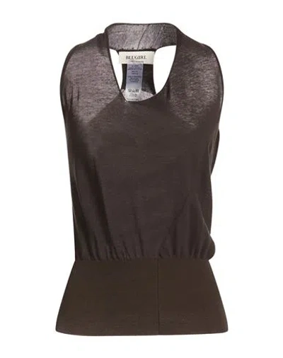 Blugirl Woman Top Dark Brown Size S Cotton, Polyamide, Elastane