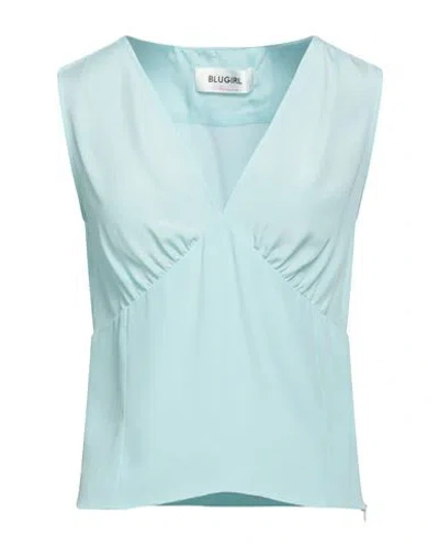 Blugirl Woman Top Sky Blue Size 10 Acetate, Silk, Polyamide