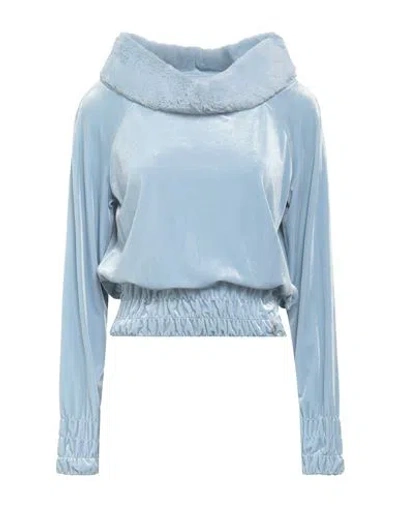 Blugirl Woman Top Sky Blue Size S Polyester, Elastane In Animal Print