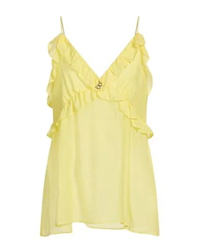 Blugirl Woman Top Yellow Size S Cotton, Silk