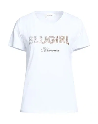 Blugirl Woman T-shirt White Size 6 Cotton, Elastane