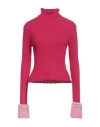 Blugirl Woman Turtleneck Fuchsia Size S Viscose, Polyester, Polyamide In Red