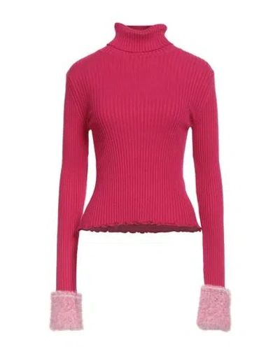 Blugirl Woman Turtleneck Fuchsia Size S Viscose, Polyester, Polyamide In Red
