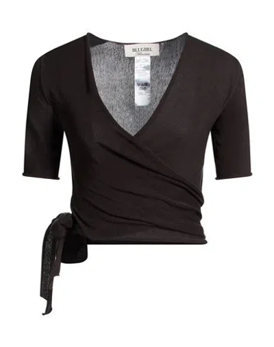 Blugirl Woman Wrap Cardigans Dark Brown Size S Cotton, Polyamide, Elastane