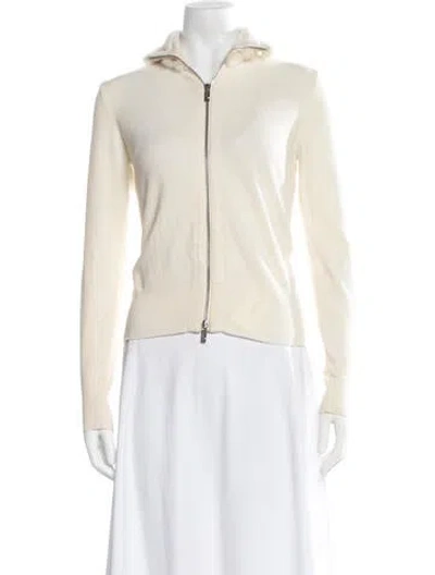 Pre-owned Blugirl Wool Open Front Sweater In White