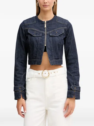 Blugirl Zip-up Cropped Denim Jacket In Blue