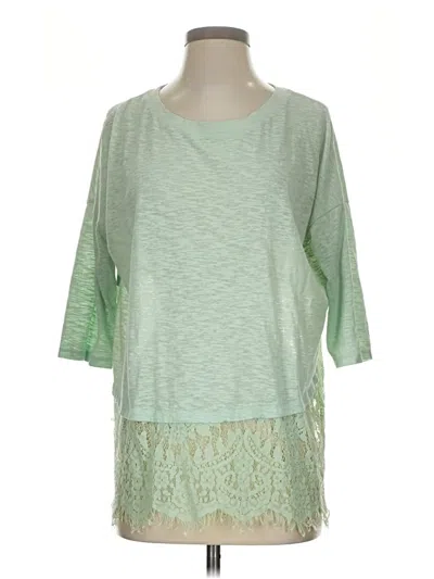 Pre-owned Bluheaven 3/4 Sleeve Top Green Boatneck Tops