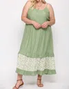 Bluheaven Maxi Dress W/ Leaf Print In Sage