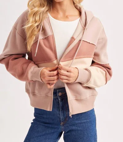 Bluivy Color Block Full Zip Hoodie In Rose Combo In Neutral