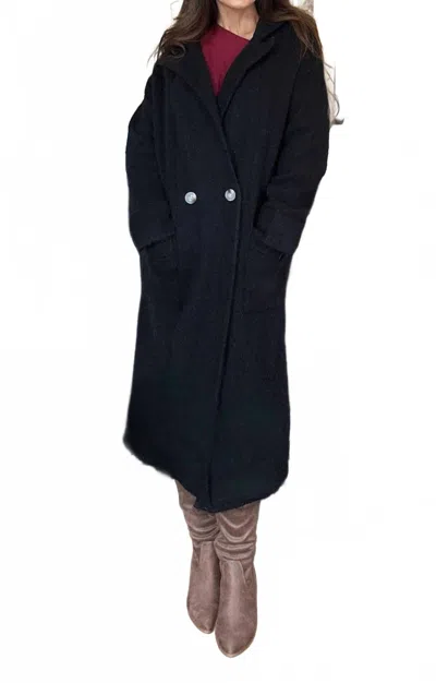 Bluivy Anita Long Line Knit Trench Coat In Black