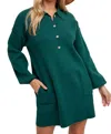 Bluivy Anytime Ribbed Shirt Dress In Hunter Green In Multi