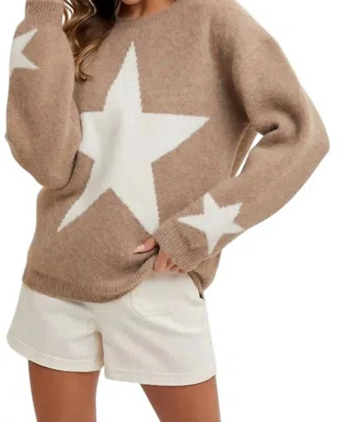 Bluivy Aubrey Star Print Sweater In Latte In Multi