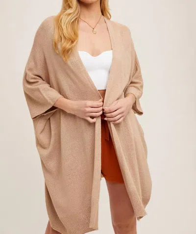 Bluivy Ayla Wide Sleeve Open Front Cardigan In Taupe In Neutral
